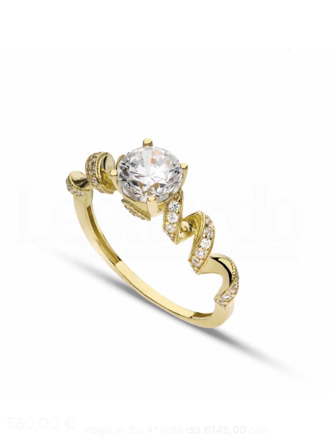 Solitaire Ring with Side Stones – 18K Gold