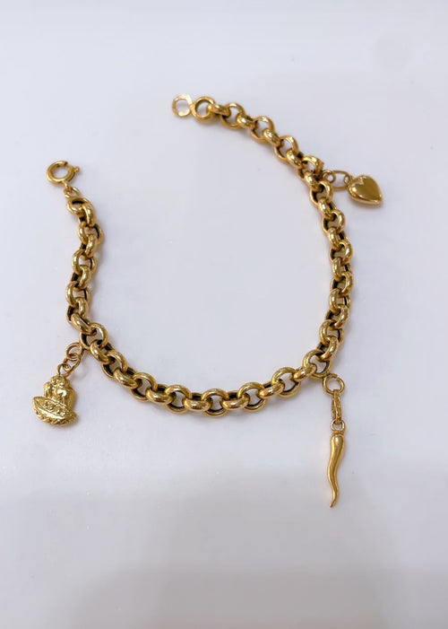 18K Gold Charm Chain Bracelet