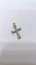 18K Gold Cross Pendant with White Zirconia