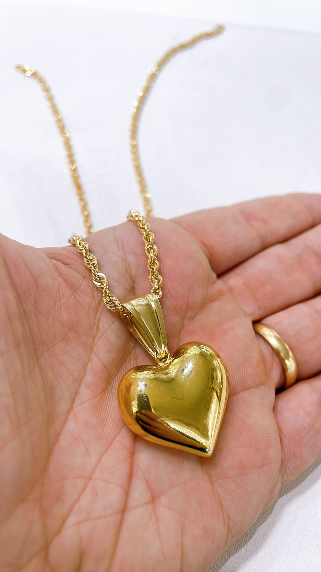 18K Gold Cuore Big Bombato Elettroformato Pendant