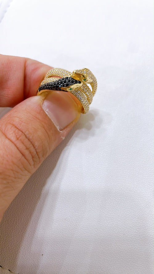 18K Gold Double Snake Ring