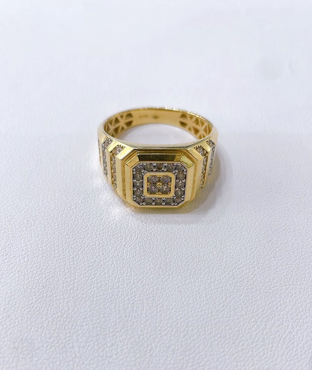 18K Gold Two-Tone Men’s Shield Ring