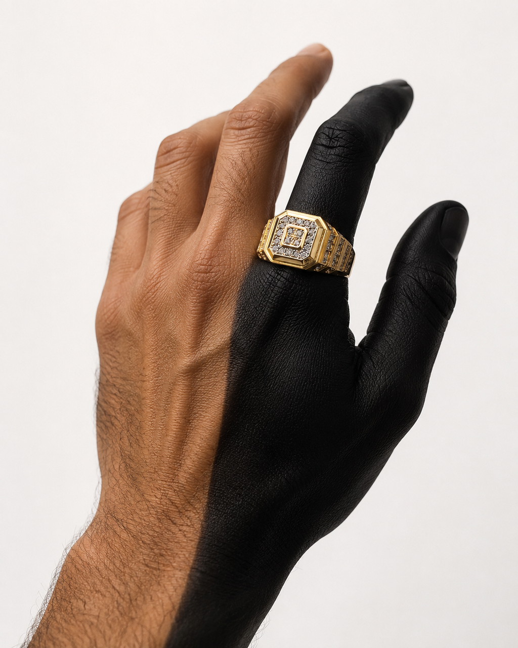 18K Gold Two-Tone Men’s Shield Ring