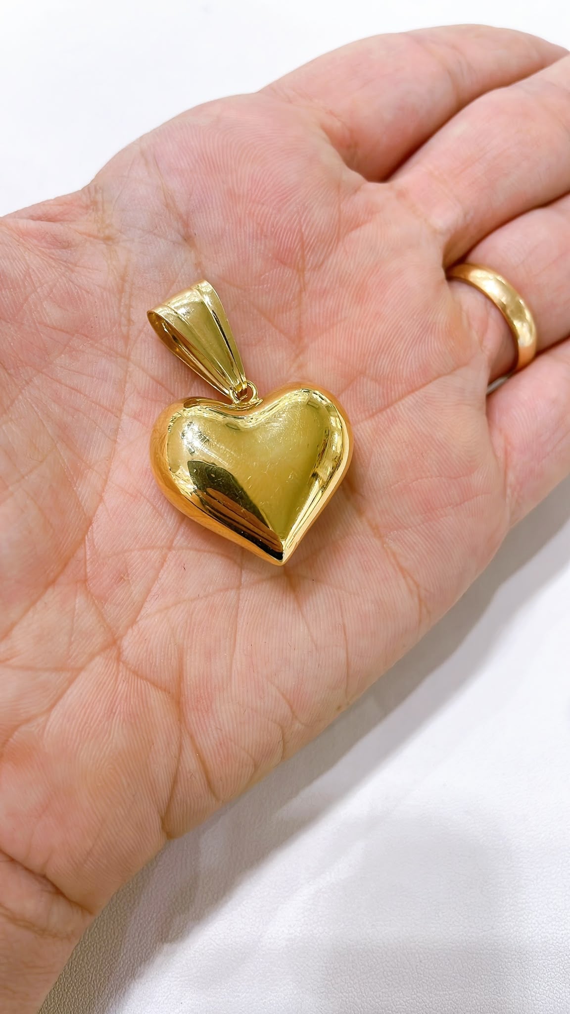 18K Gold Cuore Big Bombato Elettroformato Pendant