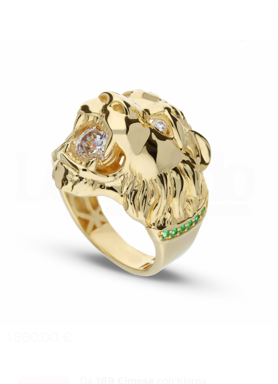Men's 3D Lion Head Ring in 18-Karat Gold