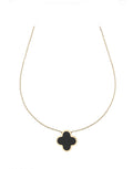 Women's Black Onyx Four-Leaf Clover Inline Necklace in 18-Karat Gold