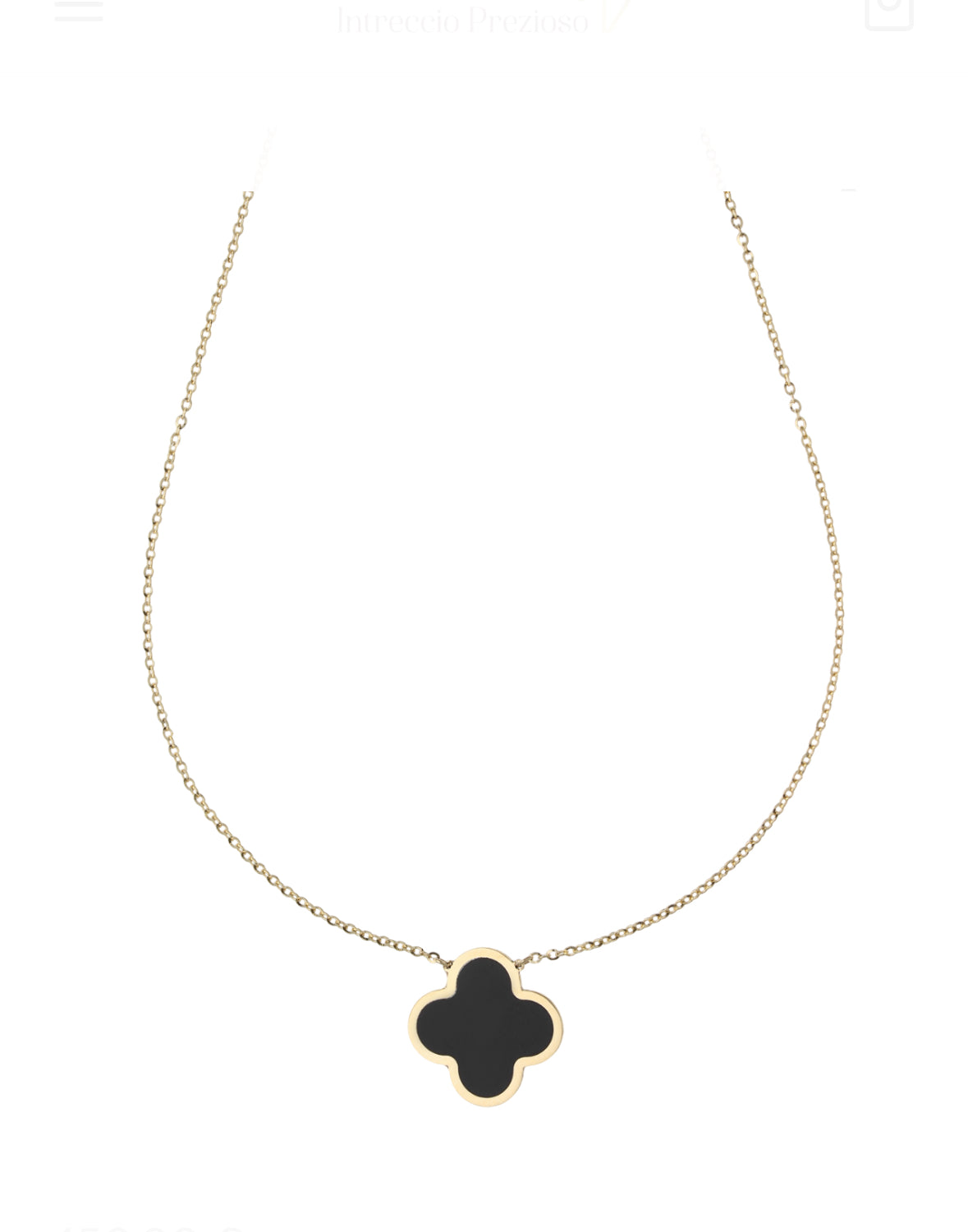 Women's Black Onyx Four-Leaf Clover Inline Necklace in 18-Karat Gold