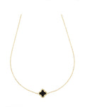 Women's Onyx Four-Leaf Clover Necklace in 18-Karat Gold