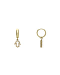 Women's Double-Face Hand of Fatima Hoop Earrings in 18-Karat Gold