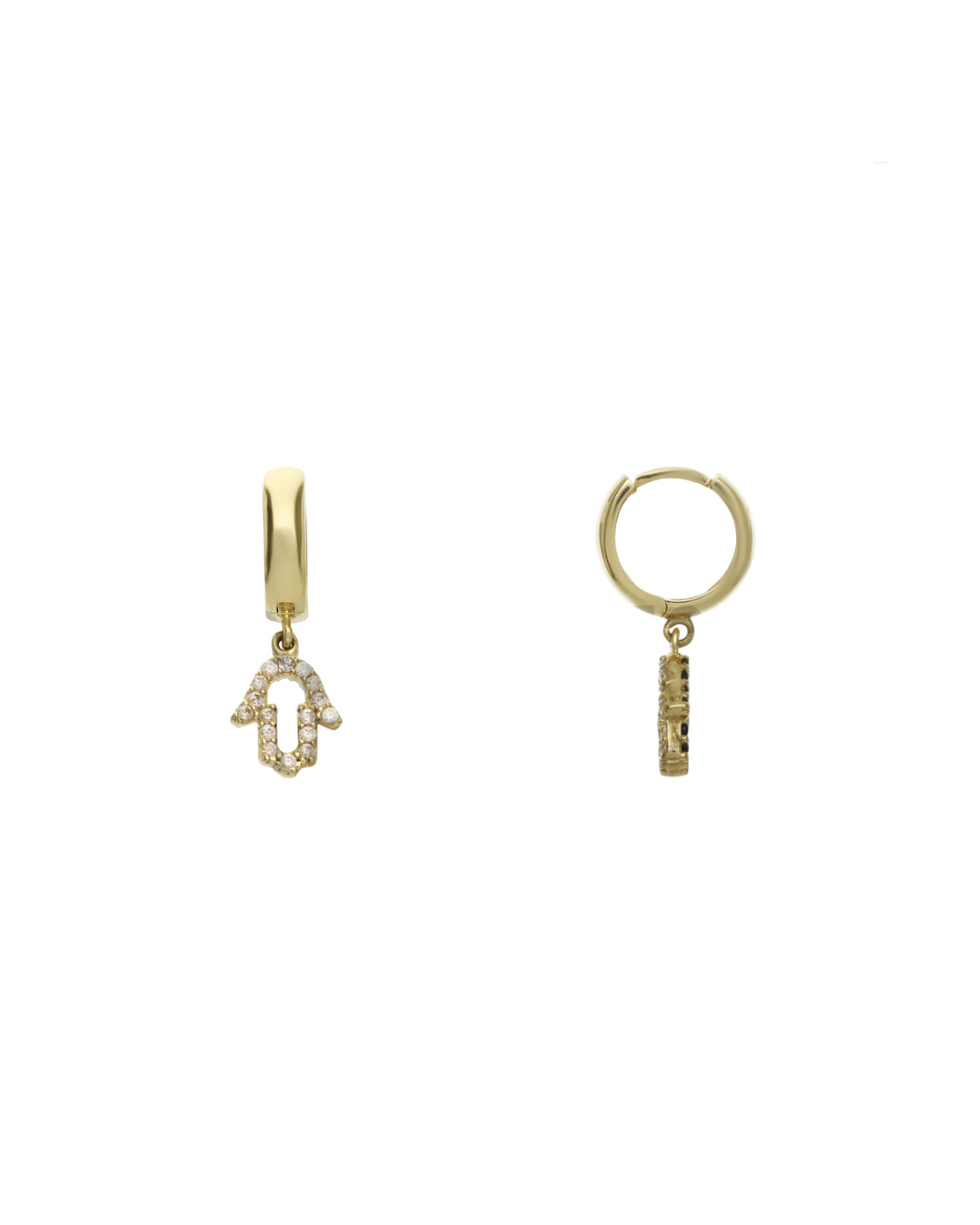 Women's Double-Face Hand of Fatima Hoop Earrings in 18-Karat Gold