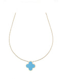 Women's Turquoise Four-Leaf Clover Inline Necklace in 18-Karat Gold