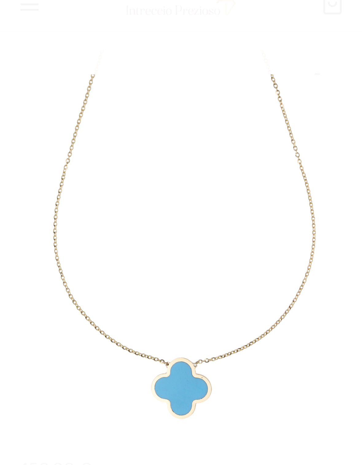 Women's Turquoise Four-Leaf Clover Inline Necklace in 18-Karat Gold