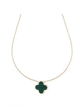 Women's Malachite Four-Leaf Clover Inline Necklace in 18-Karat Gold