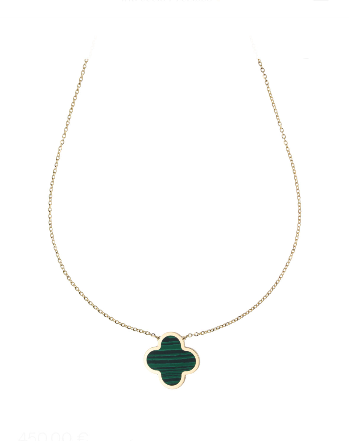 Women's Malachite Four-Leaf Clover Inline Necklace in 18-Karat Gold