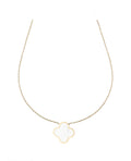 Women's Mother-of-Pearl Four-Leaf Clover Inline Necklace in 18-Karat Gold