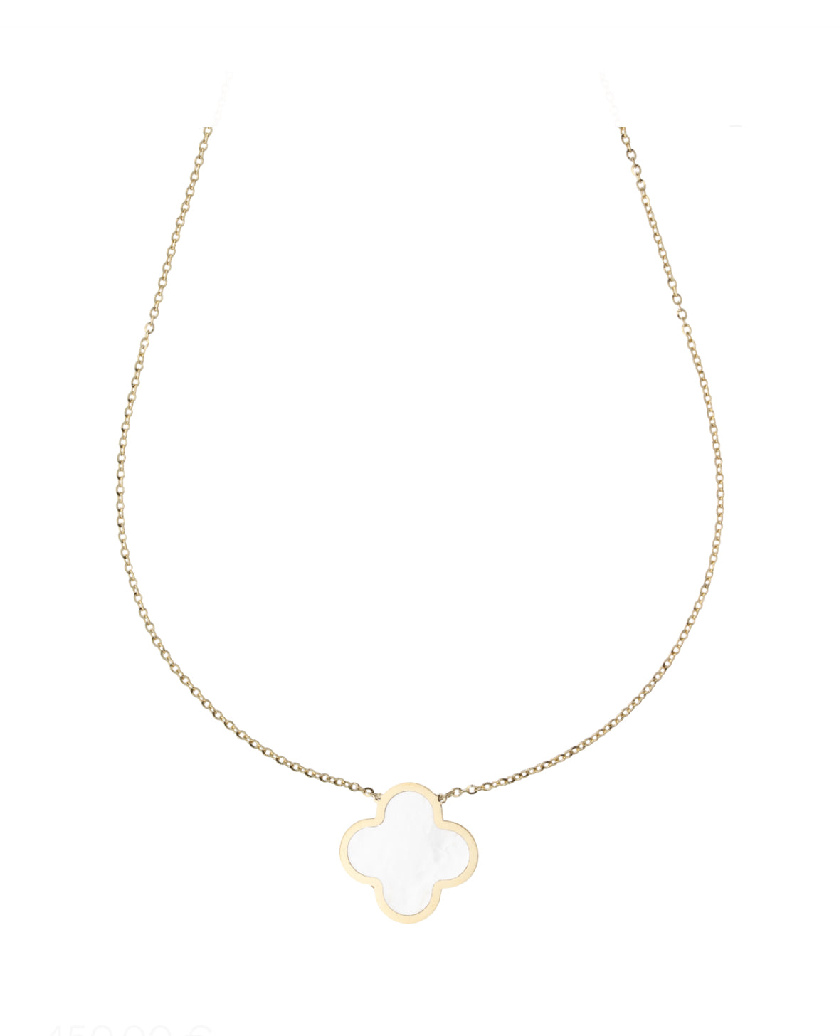 Women's Mother-of-Pearl Four-Leaf Clover Inline Necklace in 18-Karat Gold