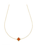 Women's Red Stone Four-Leaf Clover Necklace in 18-Karat Gold