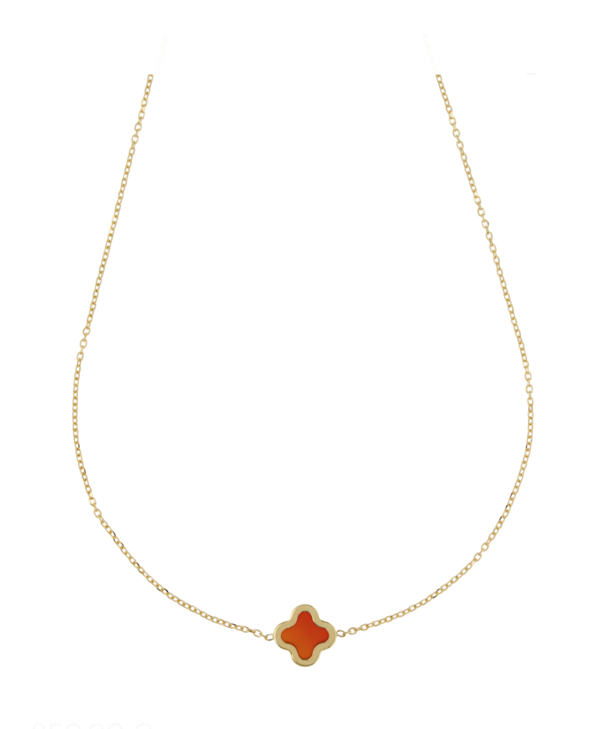 Women's Red Stone Four-Leaf Clover Necklace in 18-Karat Gold