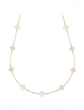 Women's Mother-of-Pearl Four-Leaf Clovers Inline Necklace in 18-Karat Gold