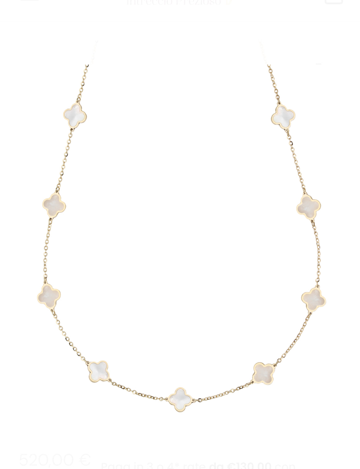 Women's Mother-of-Pearl Four-Leaf Clovers Inline Necklace in 18-Karat Gold