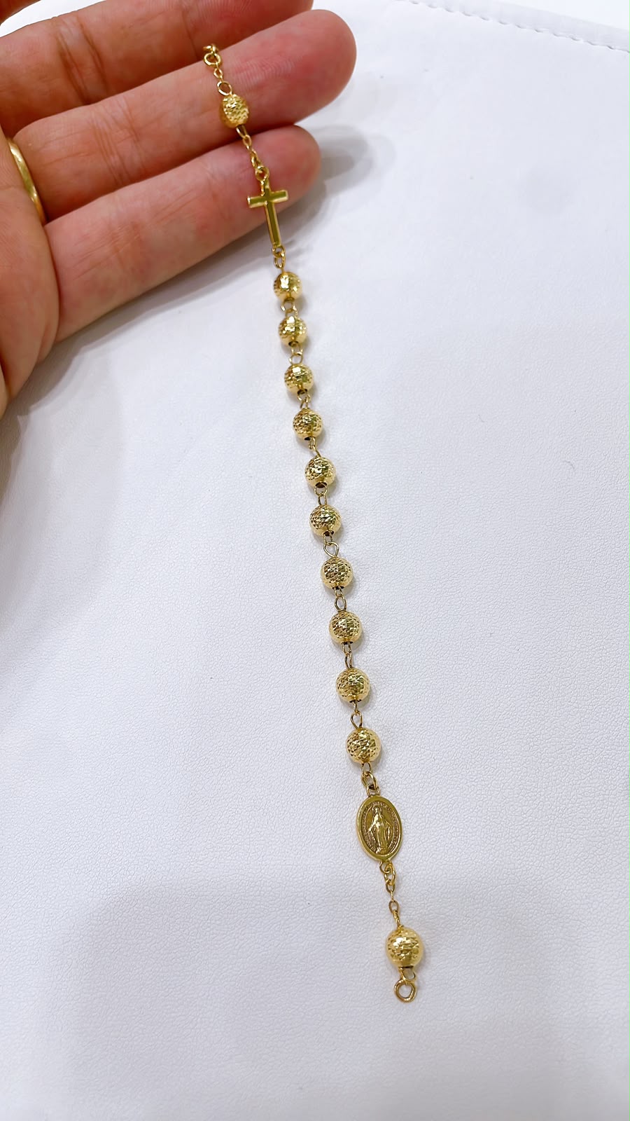 18K Gold Rosary Bracelet with Diamond-Cut Beads