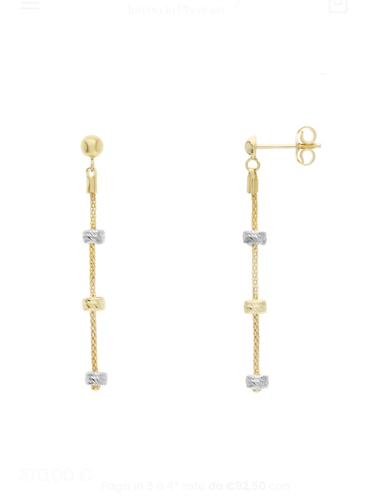 Women's Drop Earrings – Diamond-Cut Yellow & White Gold